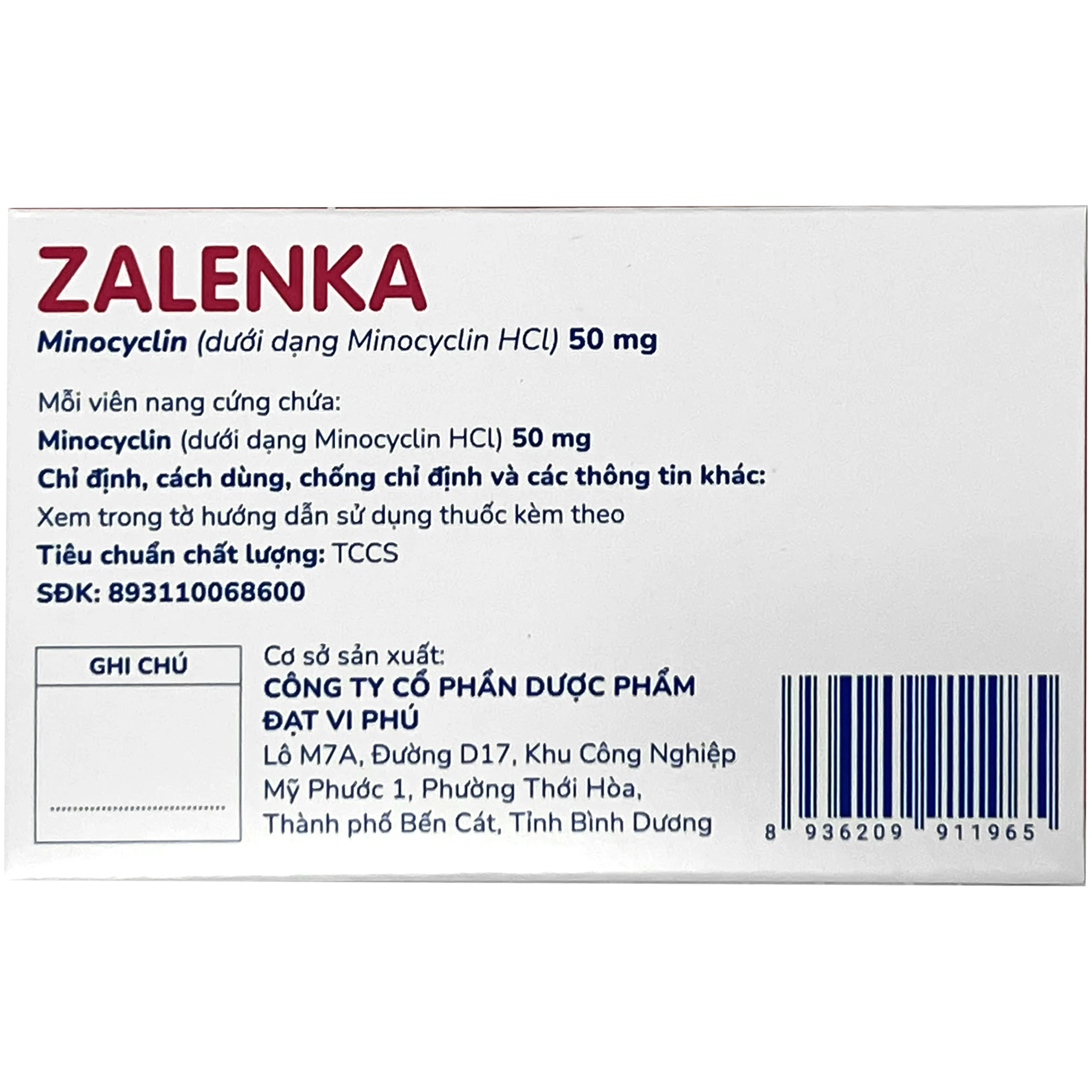 Thuốc Zalenka 50mg Davi Pharm điều trị mụn trứng cá, nhiễm trùng da và mô mềm (3 vỉ x 10 viên) 3