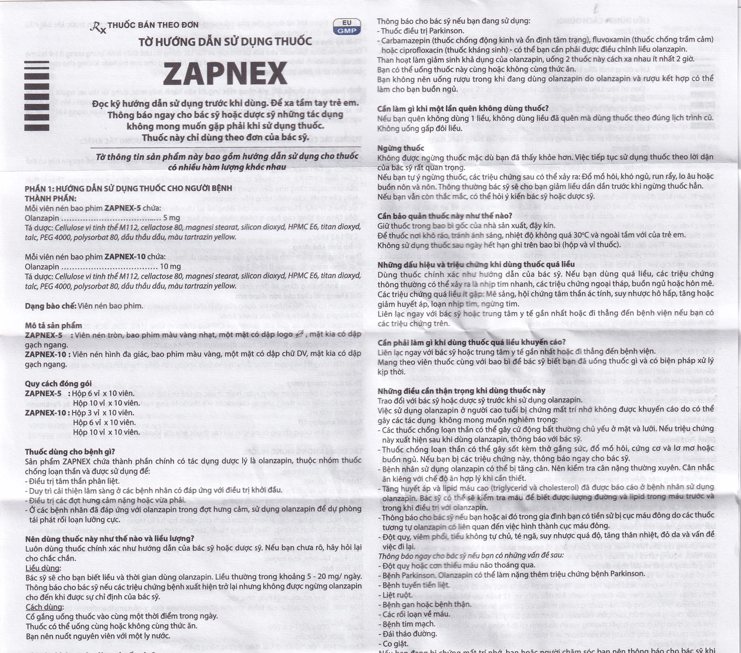 Thuốc Zapnex-10 DaviPharm điều trị tâm thần phân liệt (3 vỉ x 10 viên)