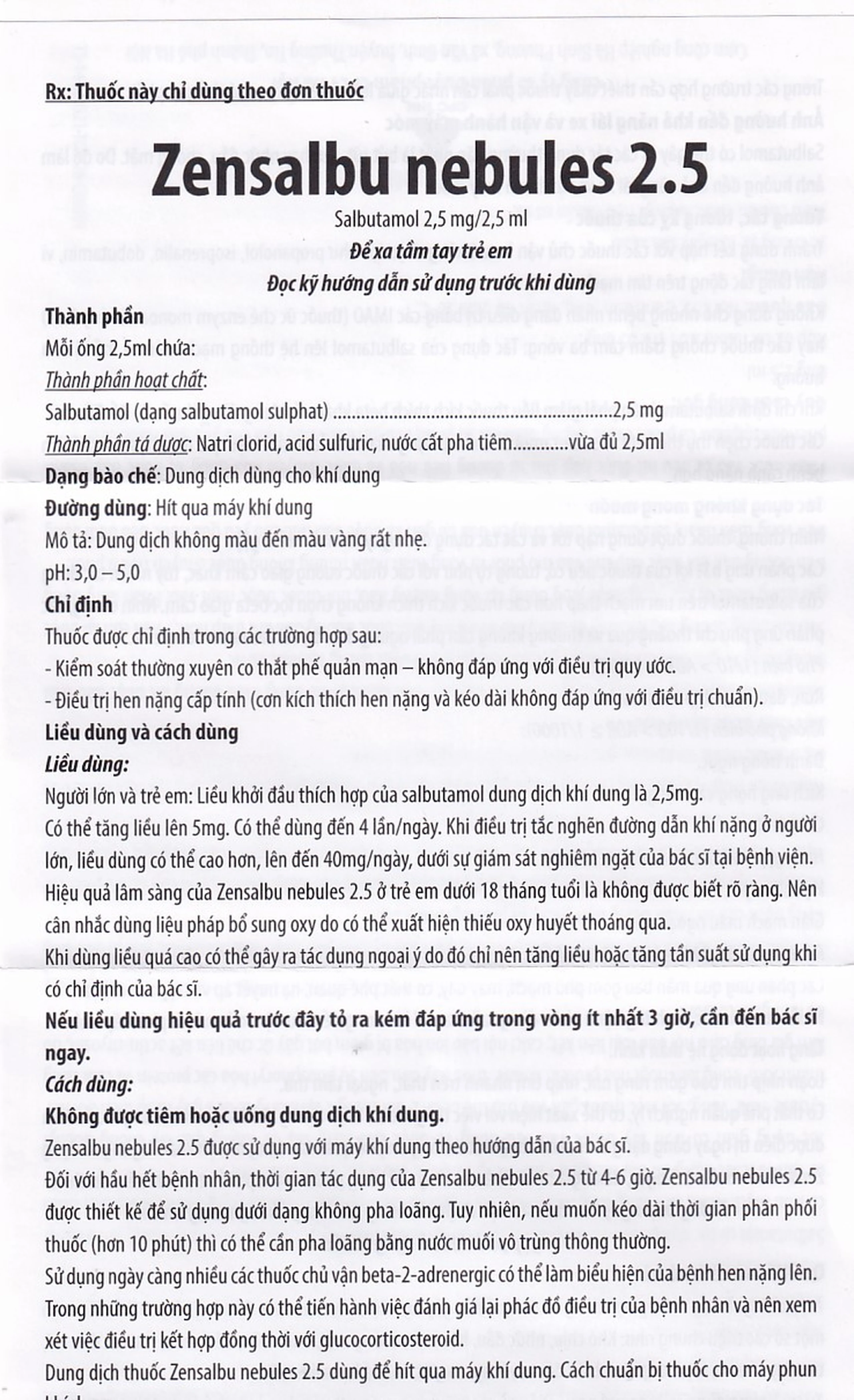 Thuốc Zensalbu 2.5mg CPC1HN kiểm soát co thắt phế quản mạn, điều trị hen nặng cấp tính (2 vỉ x 5 ống)