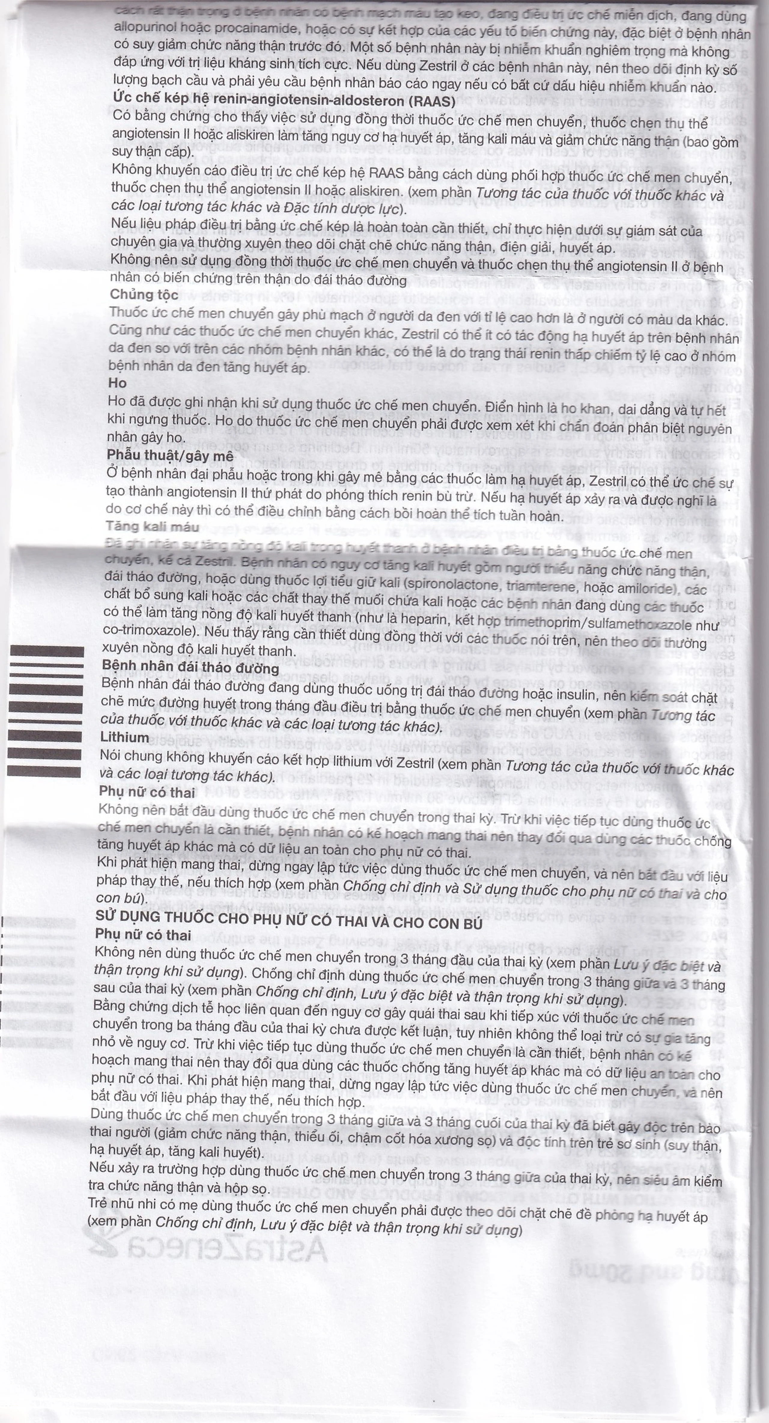 Thuốc Zestril 5mg AstraZeneca điều trị tăng huyết áp, suy tim (2 vỉ x 14 viên)