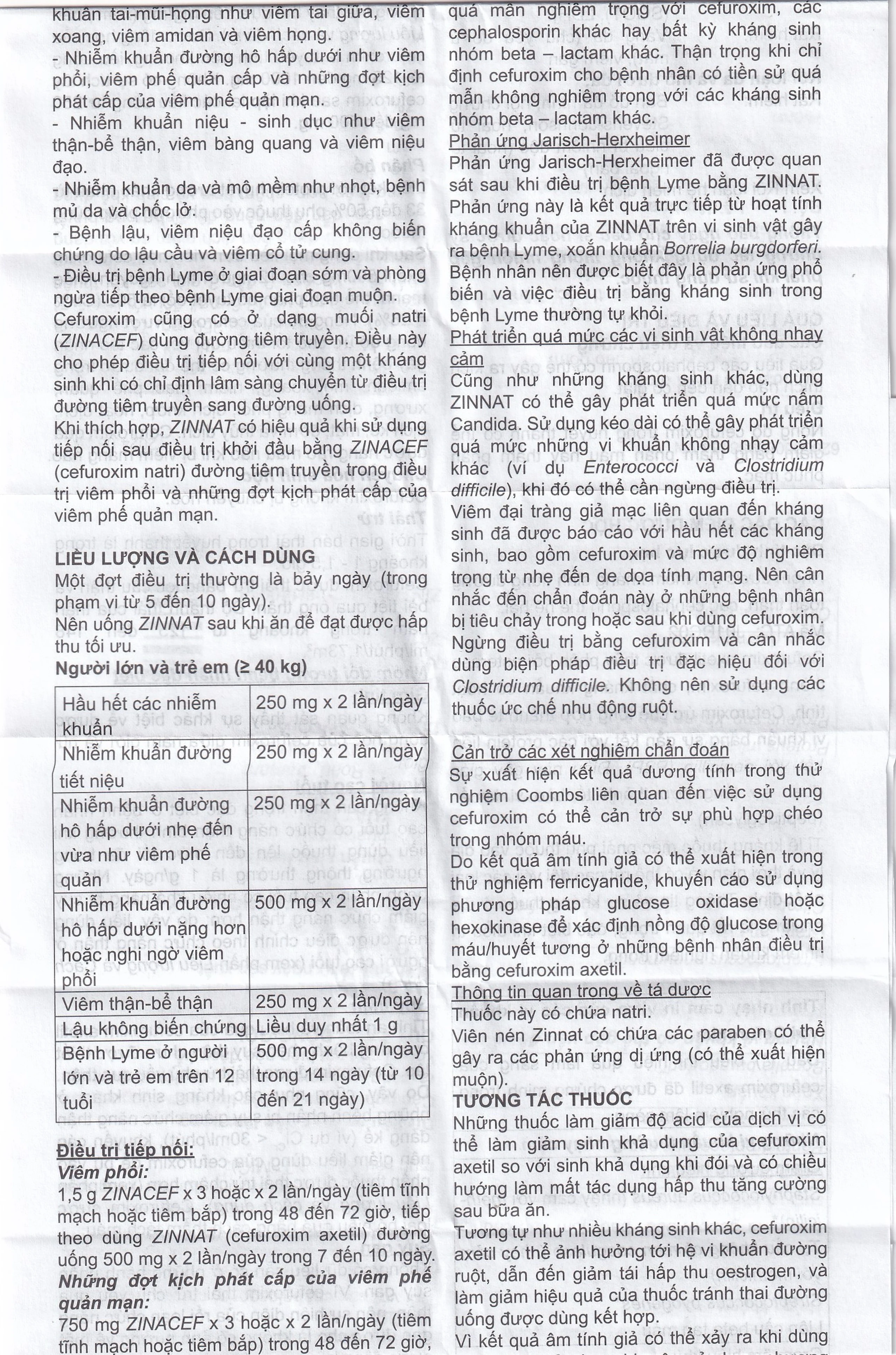 Thuốc Zinnat tablets 500mg Sandoz điều trị những nhiễm khuẩn do vi khuẩn nhạy cảm gây ra (1 vỉ x 10 viên)