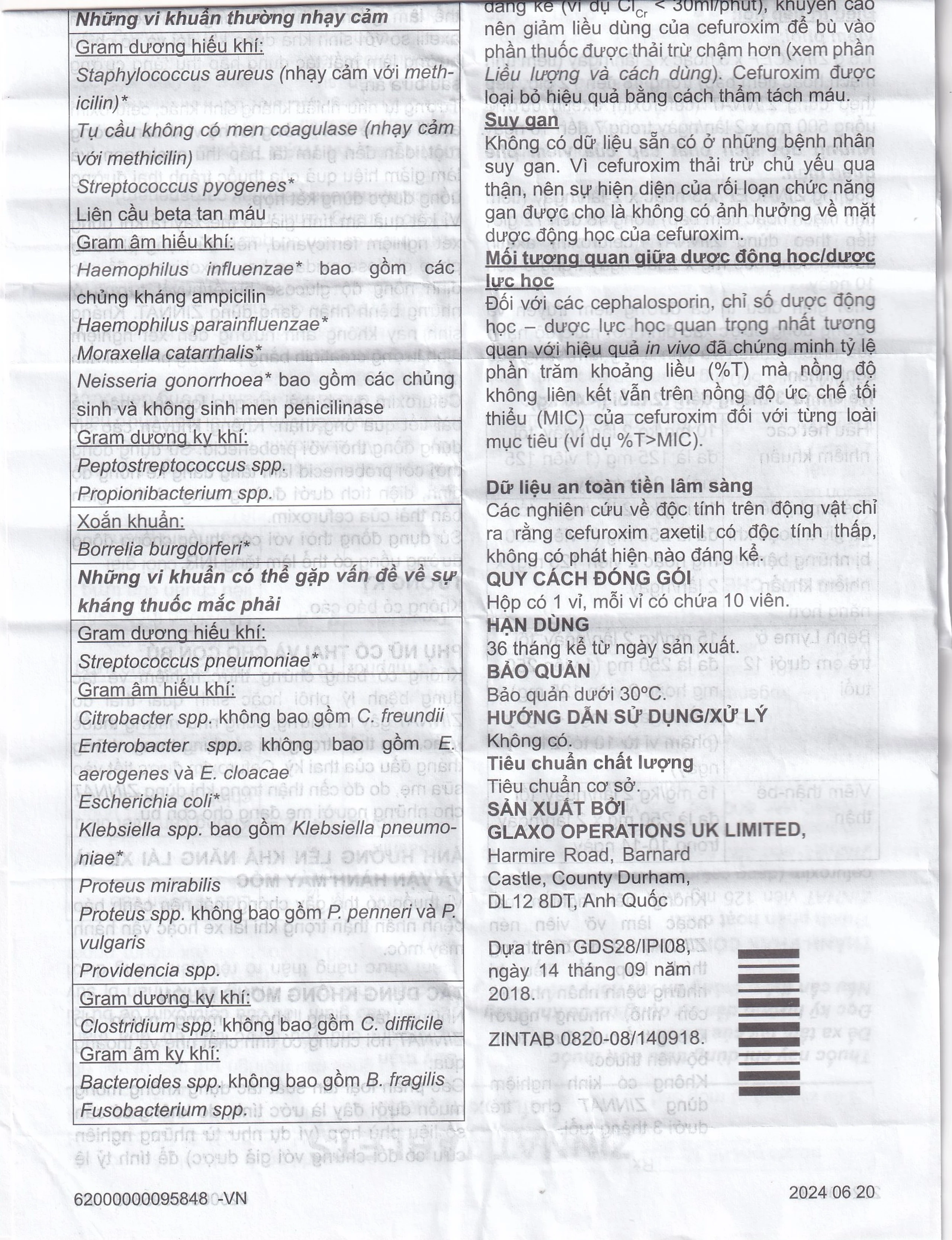 Thuốc Zinnat tablets 500mg Sandoz điều trị những nhiễm khuẩn do vi khuẩn nhạy cảm gây ra (1 vỉ x 10 viên)