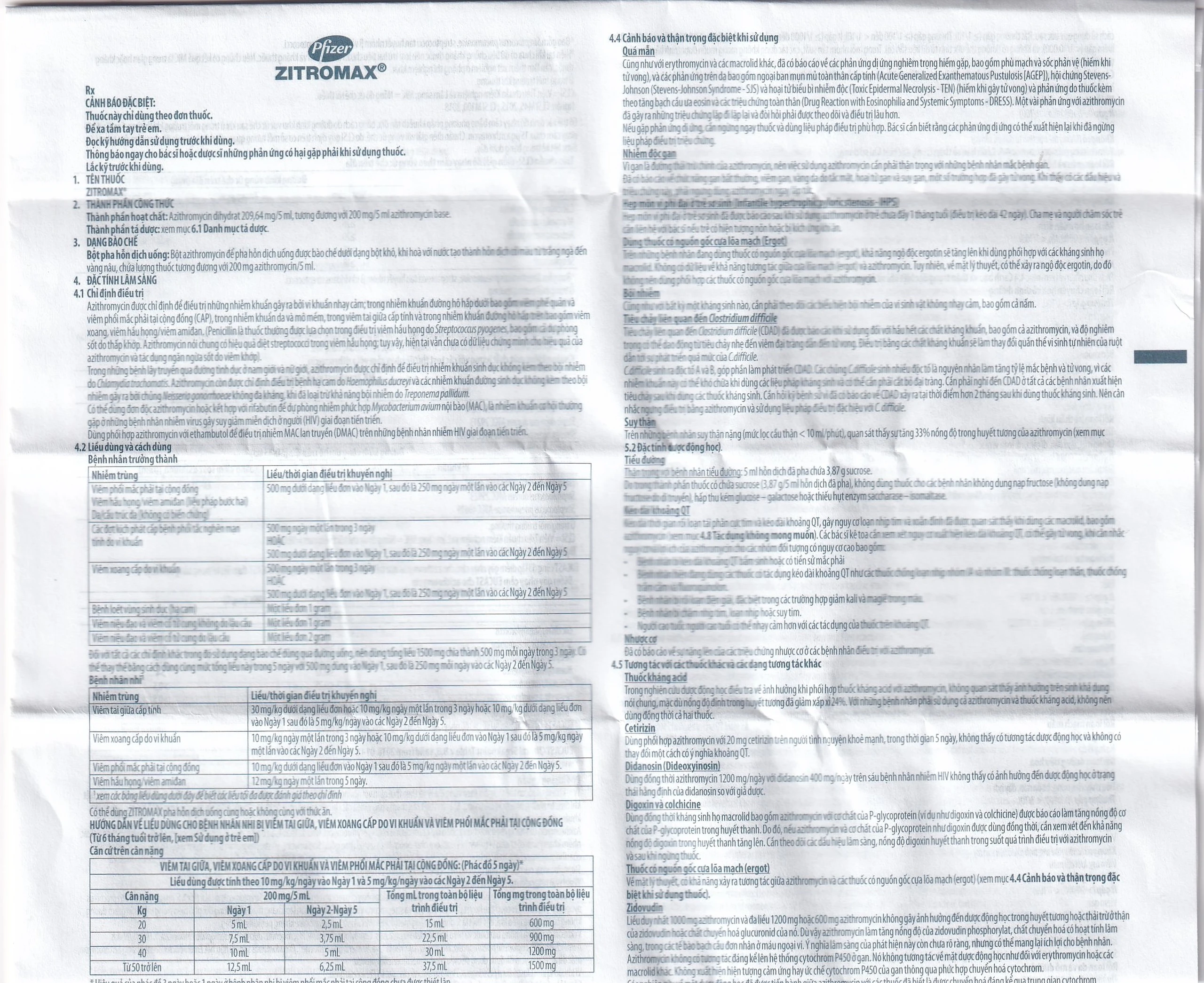 Bột pha hỗn dịch uống Zitromax 200mg/5ml Pfizer điều trị các chứng nhiễm khuẩn (15ml)