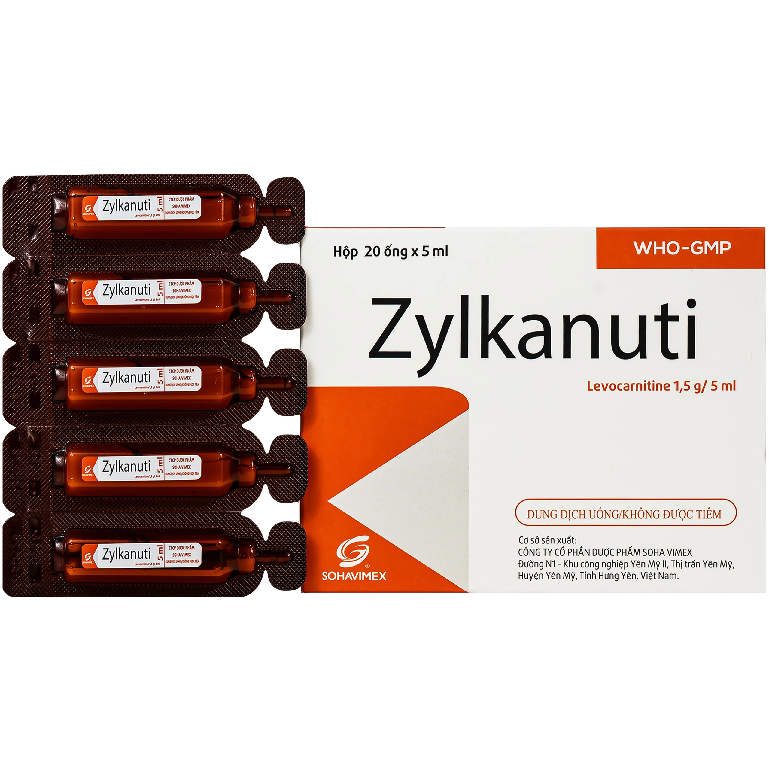 Thuốc Zylkanuti 1.5g Sohavimex điều trị chứng mệt mỏi suy nhược, hỗ trợ điều trị suy gan, rối loạn chức năng gan, hỗ trợ tiêu hóa (Hộp 20 ống x 5ml) 1