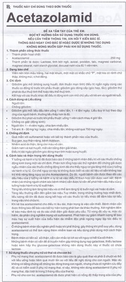 Thuốc Acetazolamid 250mg Pharmedic điều trị glôcôm và động kinh nhẹ (10 vỉ x 10 viên)