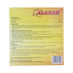 Thuốc Alaxan United giảm các cơn đau cơ xương, nhức đầu, đau bụng kinh, nhức răng (25 vỉ x 4 viên)