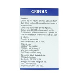 Dịch truyền Albutein 20% Grifols điều trị sốc giảm thể tích (50ml)