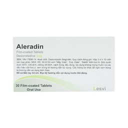 Thuốc Aleradin 5mg giảm các triệu chứng viêm mũi dị ứng theo mùa, mày đay (3 vỉ x 10 viên)