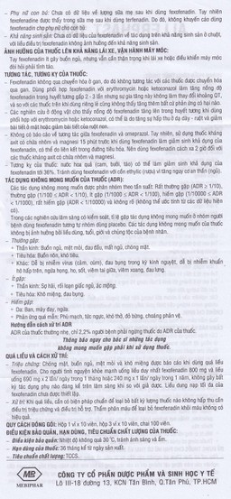 Thuốc Allerphast 180mg Mebiphar điều trị viêm mũi dị ứng theo mùa, mày đay mạn tính vô căn (1 vỉ x 10 viên)