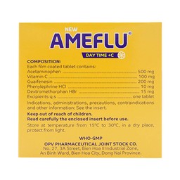 Viên nén New Ameflu Day Time +C OPV điều trị cảm lạnh, cảm cúm (10 vỉ x 10 viên)