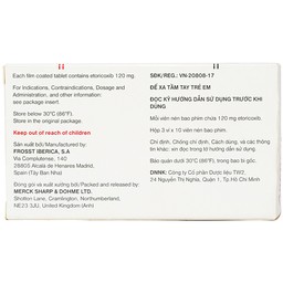 Thuốc Arcoxia 120mg MSD điều trị thoái hoá khớp, viêm khớp dạng thấp (3 vỉ x 10 viên)
