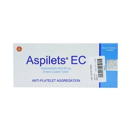 Thuốc Aspilets EC 80mg phòng ngừa nhồi máu cơ tim, đột quỵ (10 vỉ x 10 viên)