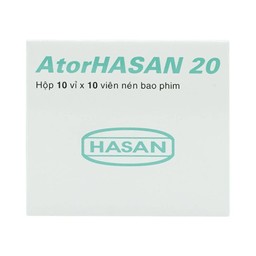 Thuốc AtorHasan 20mg giảm cholesterol và triglycerid trong máu (10 vỉ x 10 viên)