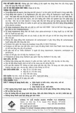 Thuốc B Complex C Vidipha bổ sung các vitamin nhóm B, C (10 vỉ x 10 viên)