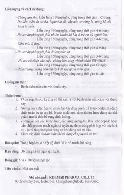 Thuốc Bentarcin 80mg Kolmar chống ung thư, hỗ trợ điều trị tác động vào hệ miễn dịch (6 vỉ x 10 viên)