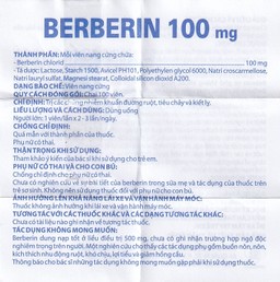 Thuốc Berberin 100mg Domesco điều trị nhiễm khuẩn đường ruột, tiêu chảy, kiết lỵ (100 viên)