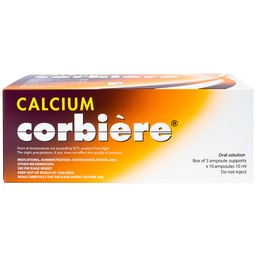 Dung dịch uống Calcium Corbière Sanofi điều trị thiếu canxi, loãng xương (3 vỉ x 10 ống x 10ml)