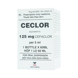 Bột pha hỗn dịch uống Ceclor 125mg Menarini điều trị nhiễm khuẩn (60ml)