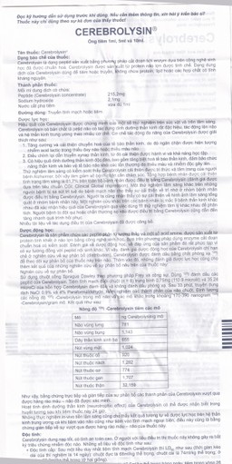Thuốc tiêm Cerebrolysin 10ml điều trị rối loạn trí nhớ, sa sút trí tuệ (1 vỉ x 5 ống x 10ml)