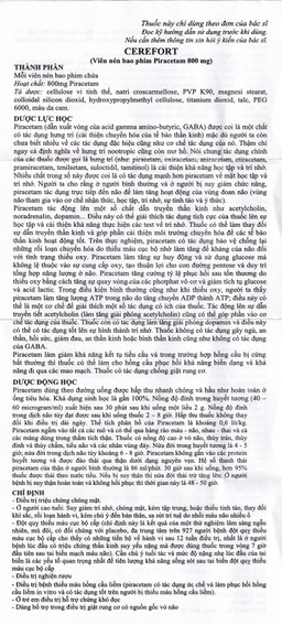 Thuốc Cerefort 800mg Unipharma điều trị chứng chóng mặt, suy giảm trí nhớ (3 vỉ x 10 viên)