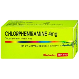 Thuốc Chlorpheniramine 4mg Mekophar điều trị viêm mũi dị ứng mùa và quanh năm (5 vỉ x 20 viên)