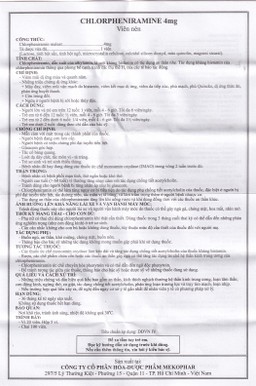 Thuốc Chlorpheniramine 4mg Mekophar điều trị viêm mũi dị ứng mùa và quanh năm (5 vỉ x 20 viên)