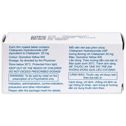 Thuốc Citopam 20 Sun Pharma điều trị trầm cảm, rối loạn hoảng sợ (3 vỉ x 10 viên)