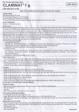 Thuốc Claminat 1g Imexpharm điều trị nhiễm khuẩn (2 vỉ x 7 viên)