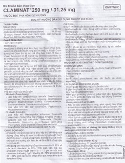 Thuốc Claminat IMP 250/31.25 điều trị nhiễm khuẩn (12 gói) 