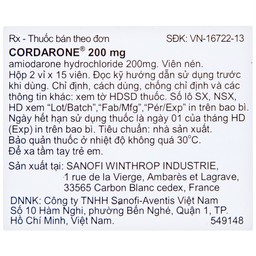 Thuốc Cordarone 200mg Sanofi phòng ngừa và điều trị một số dạng rối loạn nhịp tim (30 viên)
