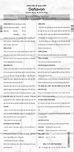 Thuốc Daflavon Pymepharco điều trị triệu chứng liên quan đến suy tuần hoàn tĩnh mạch bạch huyết (60 viên)