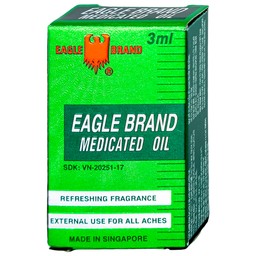 Dầu gió xanh Con Ó Eagle Brand Medicated Oil giảm nhức đầu, cảm cúm, đau lưng, viêm khớp (12 chai x 3ml)