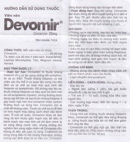 Thuốc Devomir S.P.M ohòng ngừa say sóng, say tàu xe, máy bay (3 vỉ x 10 viên)