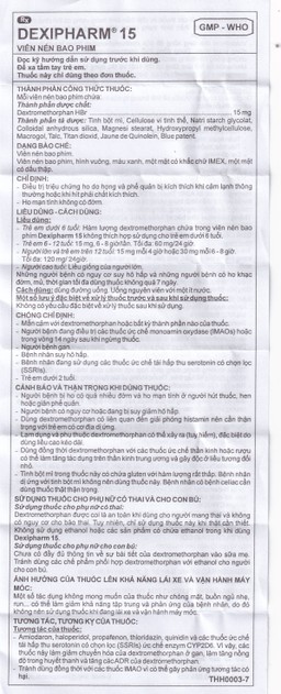 Thuốc Dexipharm 15mg Imexpharm điều trị triệu chứng ho (10 vỉ x 10 viên)