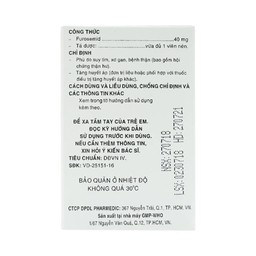 Thuốc Diurefar 40 Pharmedic điều trị tăng huyết áp, phù do suy tim, xơ gan, bệnh thận (10 vỉ x 12 viên)