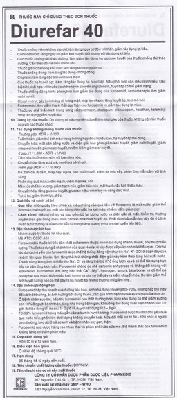 Thuốc Diurefar 40 Pharmedic điều trị tăng huyết áp, phù do suy tim, xơ gan, bệnh thận (10 vỉ x 12 viên)