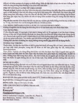 Thuốc Emzinc Emcure bổ sung kẽm, trị tiêu chảy (10 vỉ x 10 viên)