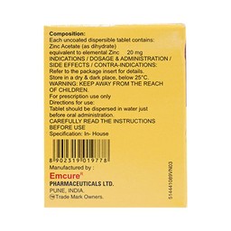 Thuốc Emzinc Emcure bổ sung kẽm, trị tiêu chảy (10 vỉ x 10 viên)