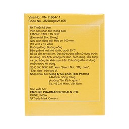 Thuốc Emzinc Emcure bổ sung kẽm, trị tiêu chảy (10 vỉ x 10 viên)