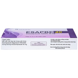 Thuốc Esapbe 40 Sterling Healthcare điều trị trào ngược dạ dày thực quản (3 vỉ x 10 viên)