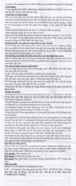 Thuốc Esomeprazol 20-US điều trị trào ngược dạ dày (3 vỉ x 10 viên)