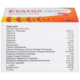 Thuốc Evatos Celogen Pharma bổ sung Vitamin, chất khoáng và một số acid amin (6 vỉ x 10 viên)