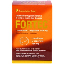 Thuốc Fortec United tăng ammoniac huyết trong bệnh gan cấp và mãn tính (5 vỉ x 10 viên)