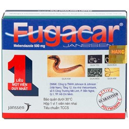 Thuốc Fugacar Janssen hương trái cây điều trị nhiễm một hay nhiều loại giun đường ruột (1 viên)