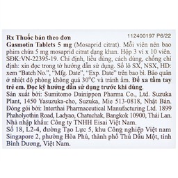 Thuốc Gasmotin 5mg Eisai điều trị viêm dạ dày mạn tính (3 vỉ x 10 viên)