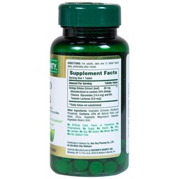 Viên uống Ginkgo Biloba 60mg Nature's Bounty hỗ trợ tăng cường tuần hoàn não (60 viên)