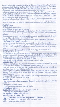 Thuốc Glibenclamid Domesco điều trị đái tháo đường không phụ thuộc insulin típ 2 (5 vỉ x 20 viên)