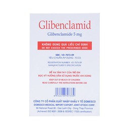 Thuốc Glibenclamid Domesco điều trị đái tháo đường không phụ thuộc insulin típ 2 (5 vỉ x 20 viên)