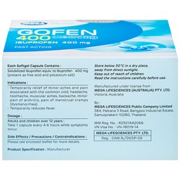 Thuốc Gofen 400 MEGA We care điều trị hạ sốt, giảm đau (5 vỉ x 10 viên)