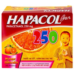 Bột Hapacol 250 DHG giảm đau, hạ sốt (24 gói)